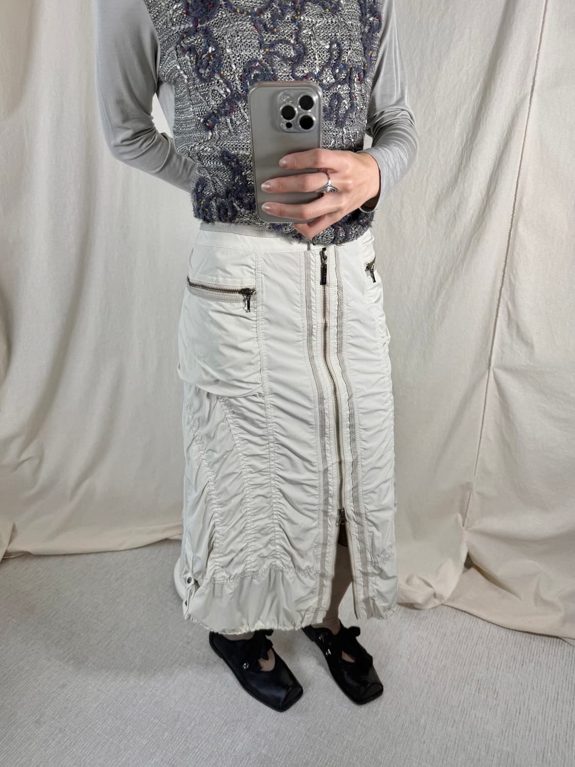 Hiroko Bis 링클 미디스커트 상품이미지1