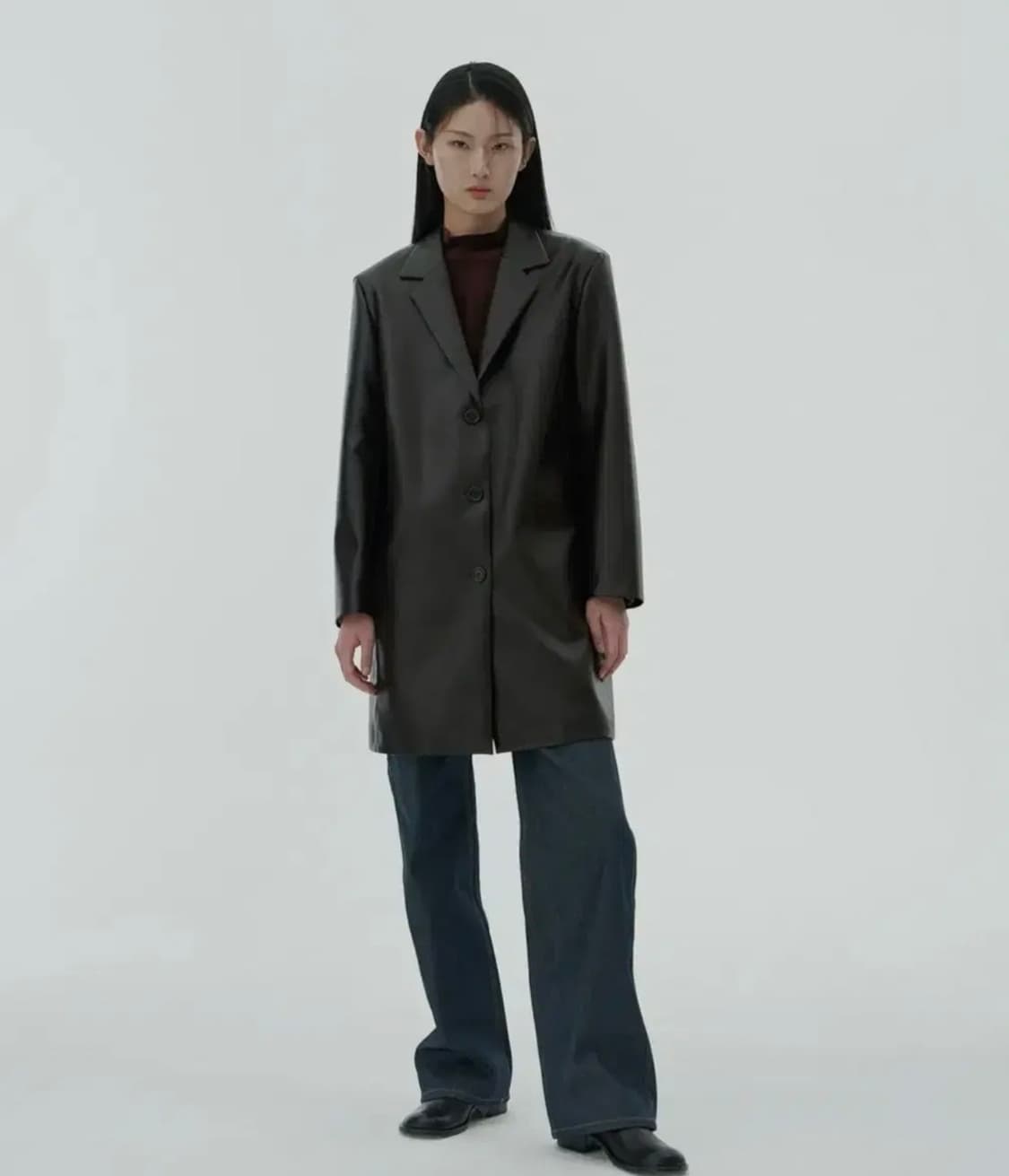 아모멘토 VEGAN LEATHER LONG JACKET 상품이미지1