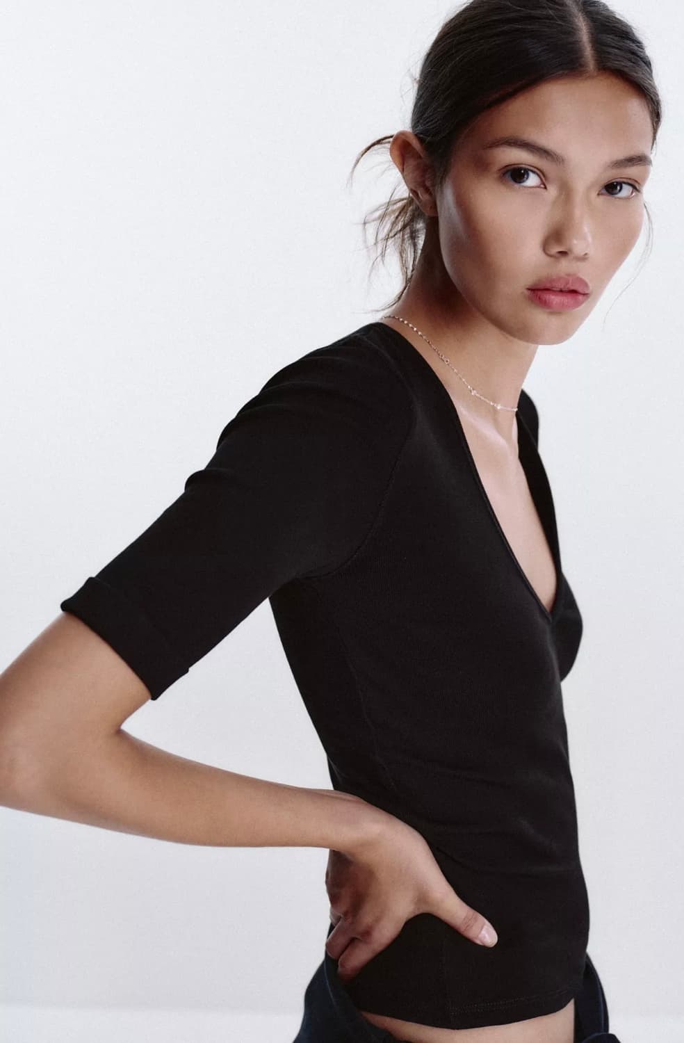 ZARA 자라 워싱면티셔츠, 자라 브이넥 티셔츠 상품이미지3