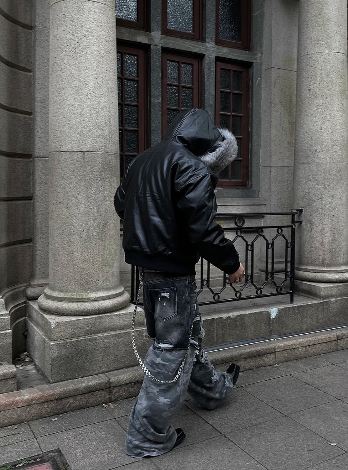 비엑세스 퍼자켓 [DARKFOG] Faux Leather Jacket 상품이미지3