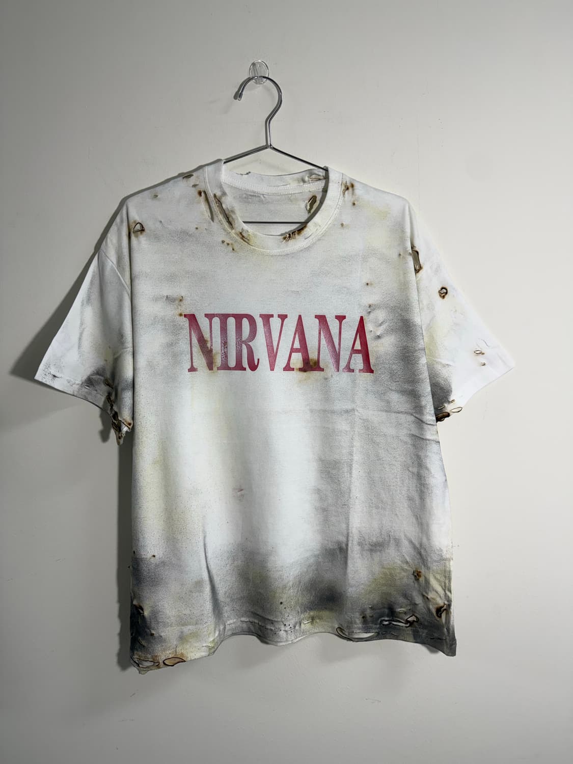 빈티지 너바나 레터링 프린팅 데미지 반팔  상품이미지3