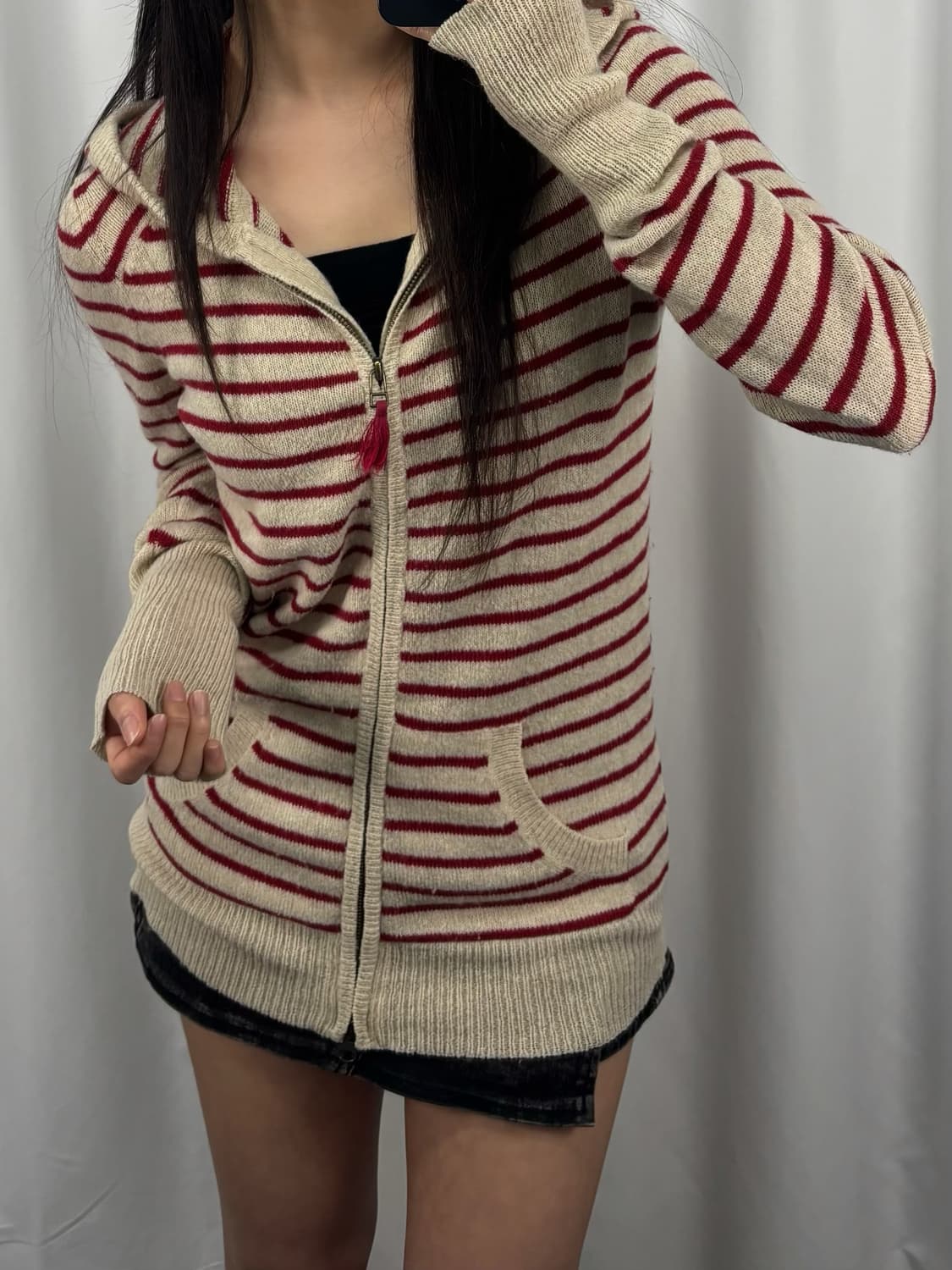 갭 스트라이프 니트 후드집업 상품이미지1