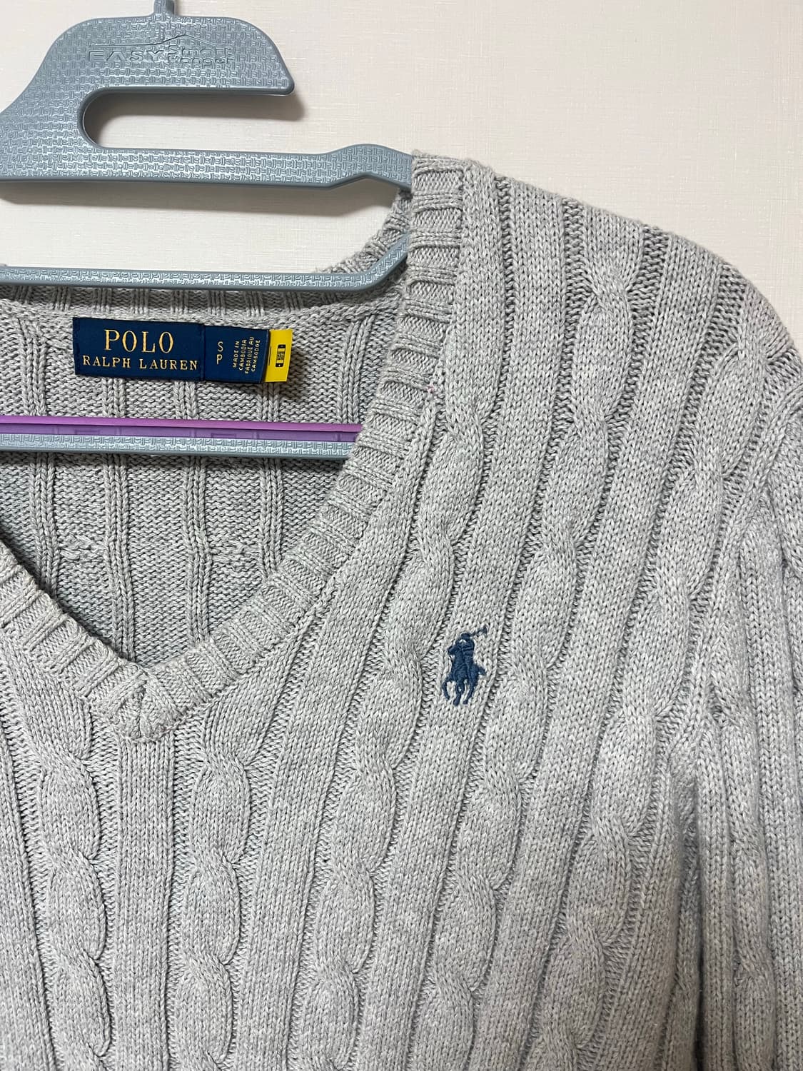 폴로랄프로렌 여성 케이블 브이넥 니트 그레이 s 상품이미지2