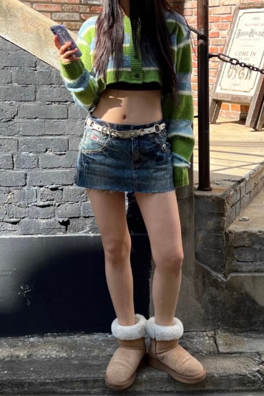 스컬프터 빈티지 마이크로 데님 스커트 xs 27 미니 워싱 웨스턴 에스닉 상품이미지1