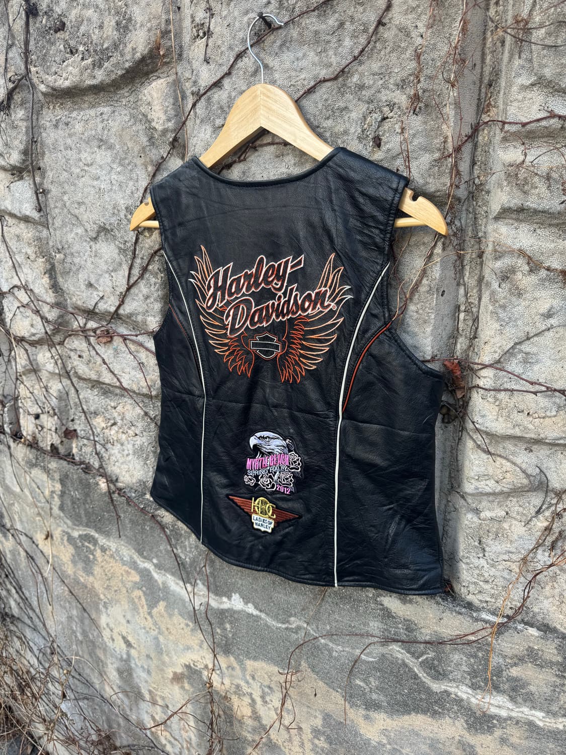 할리데이비슨 빈티지 개별 패치 업 소가죽 레더 베스트 조끼 상품이미지4