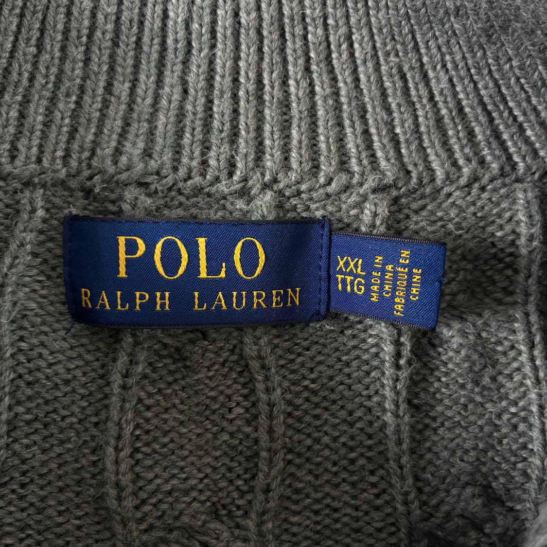 Polo  폴로 랄프로렌 자수 코튼 카키 반집업 꽈배기 니트  상품이미지5