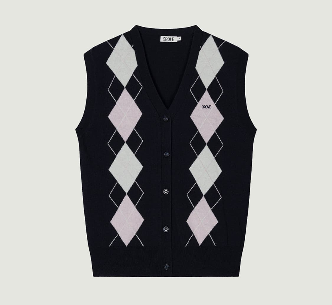 그로브 아가일 니트 베스트 상품이미지3