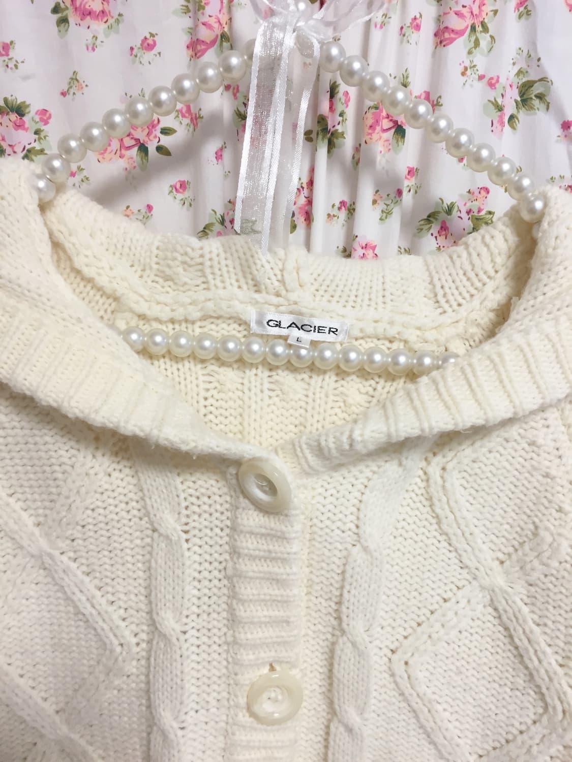 빈티지 아이보리 케이프핏 니트 가디건 상품이미지2