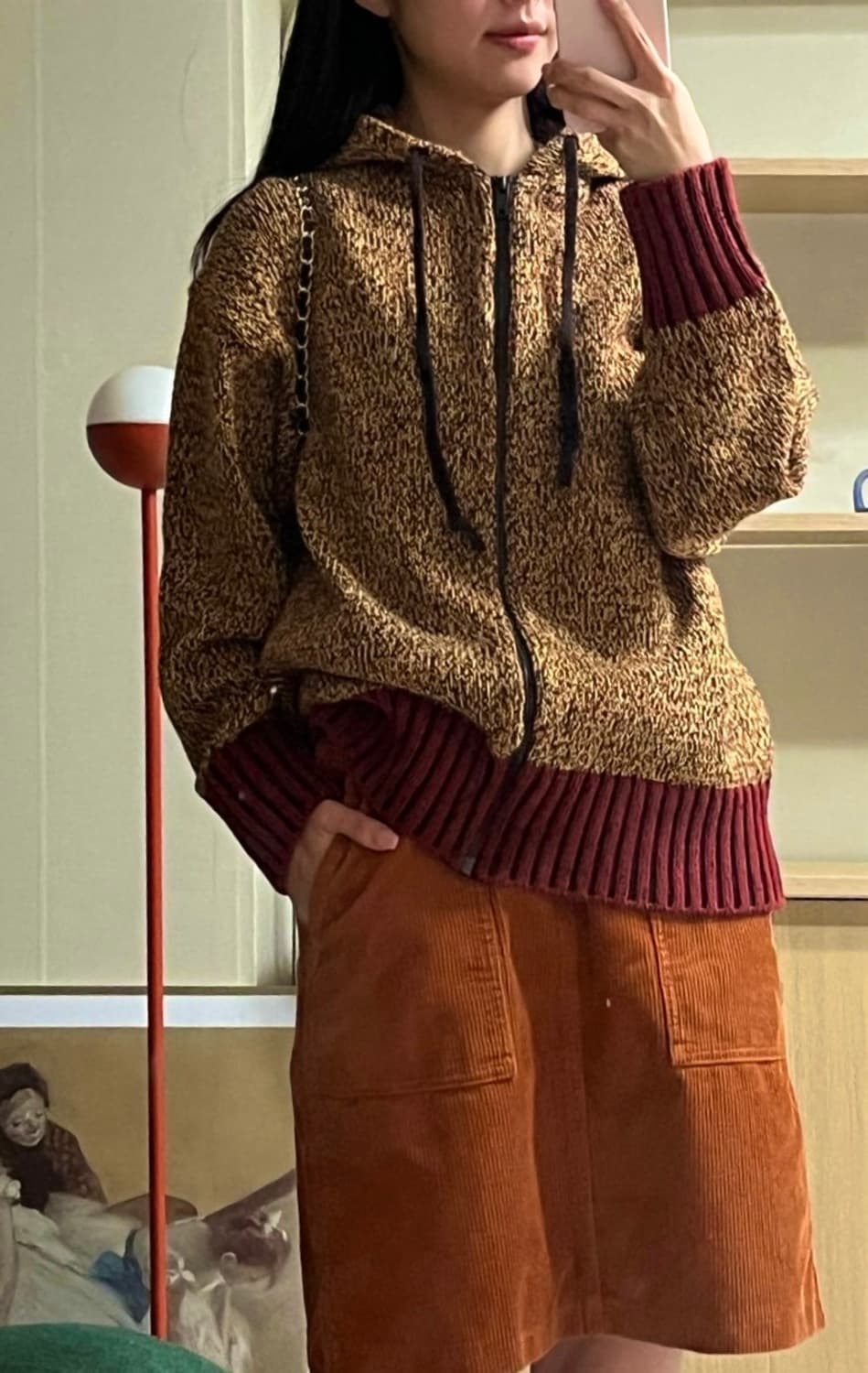 유니클로 마르니 콜라보 옐로우 에스닉 니트 후드 집업 노랑색 L 100 상품이미지2