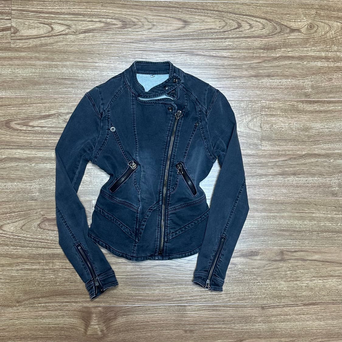 빈티지 하이넥 청자켓 오네갸루 긱시크 고딕 그런지 공겜여주 페어리 고스 상품이미지1