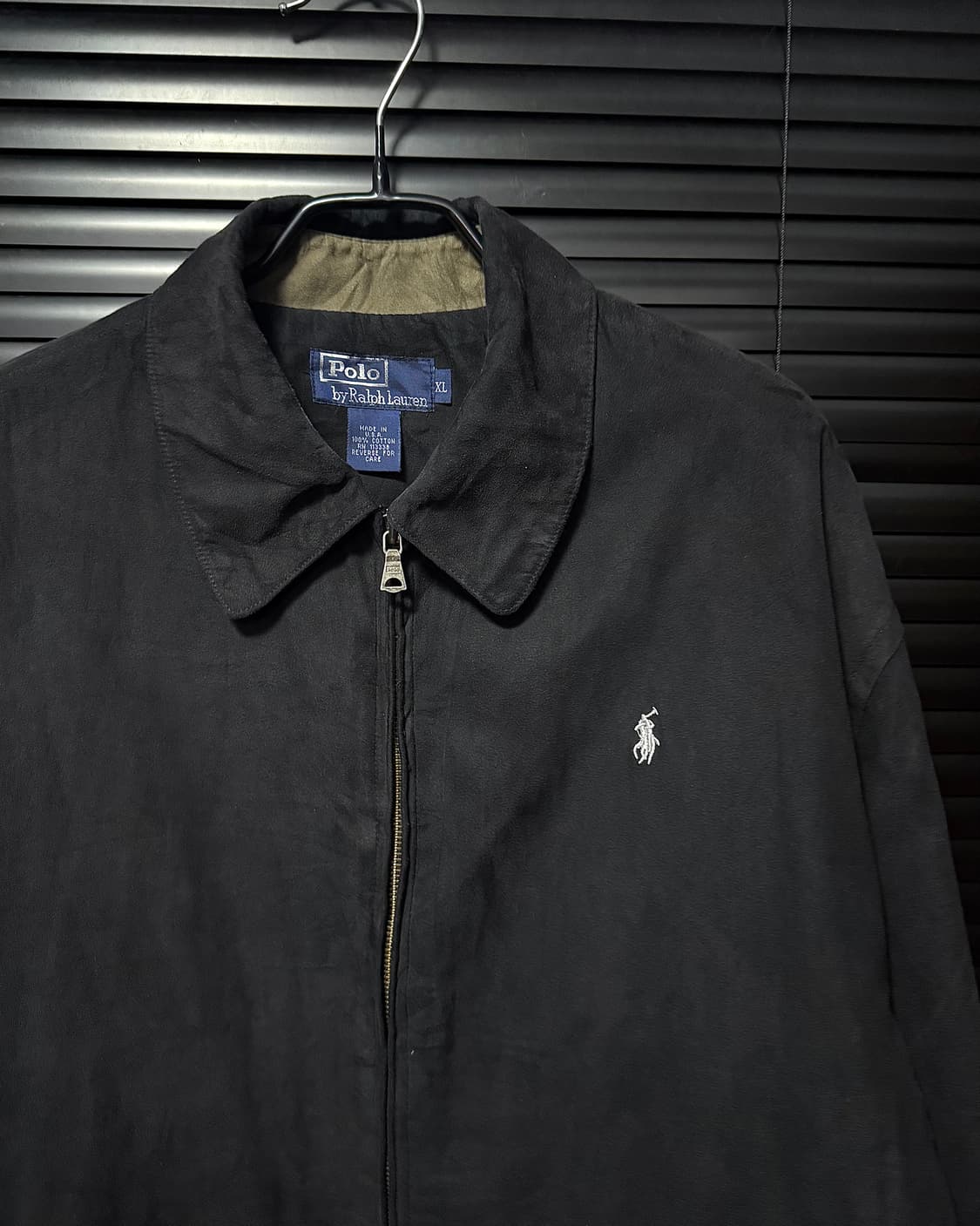 폴로 랄프로렌 블랙 스웨이드 블루종 봄버 점퍼 카라 자켓 XL 105 상품이미지2