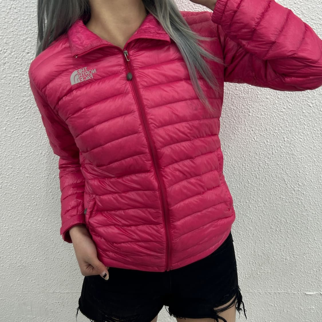 노스페이스 로고 핑크 경량패딩 85 상품이미지2