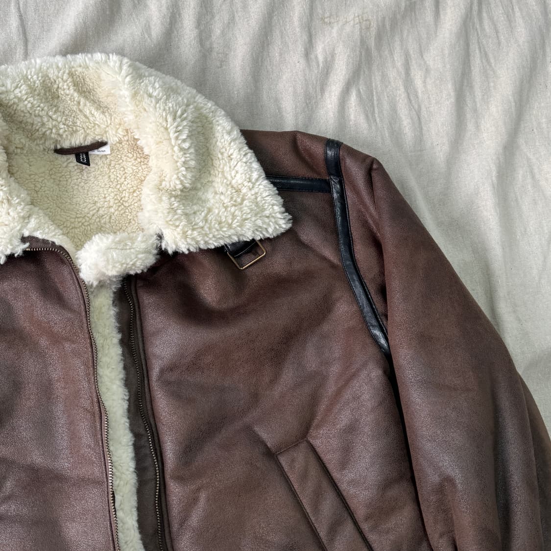 H&M 브라운 하이넥 무스탕 M 상품이미지2