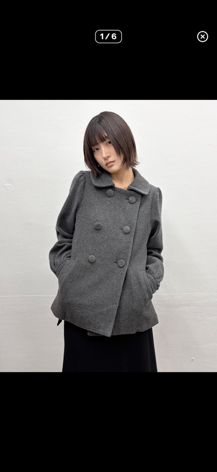 츠모리 치사토 그레이 퍼프 코트 상품이미지1