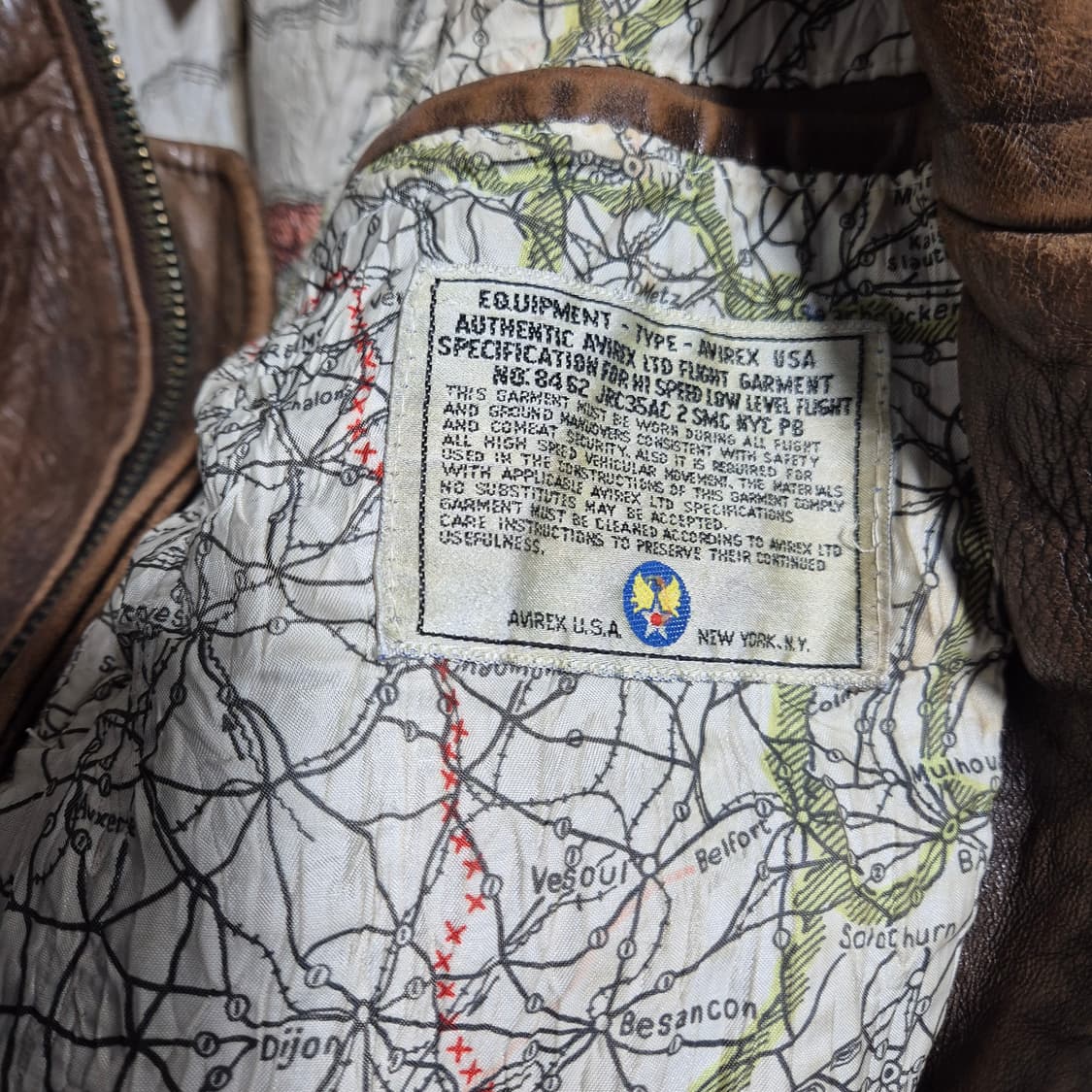 아비렉스 G-1 타입 밀리터리 가죽 항공 자켓 XL 상품이미지6