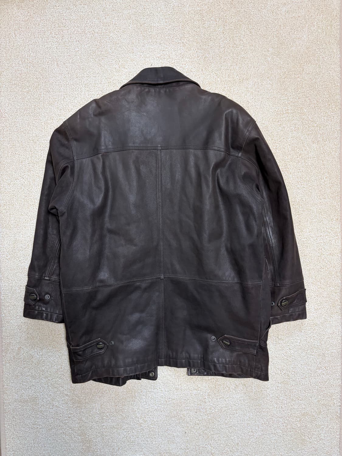 100) 00s 산양가죽 램스킨 필드자켓 브라운 레더카코트 상품이미지10