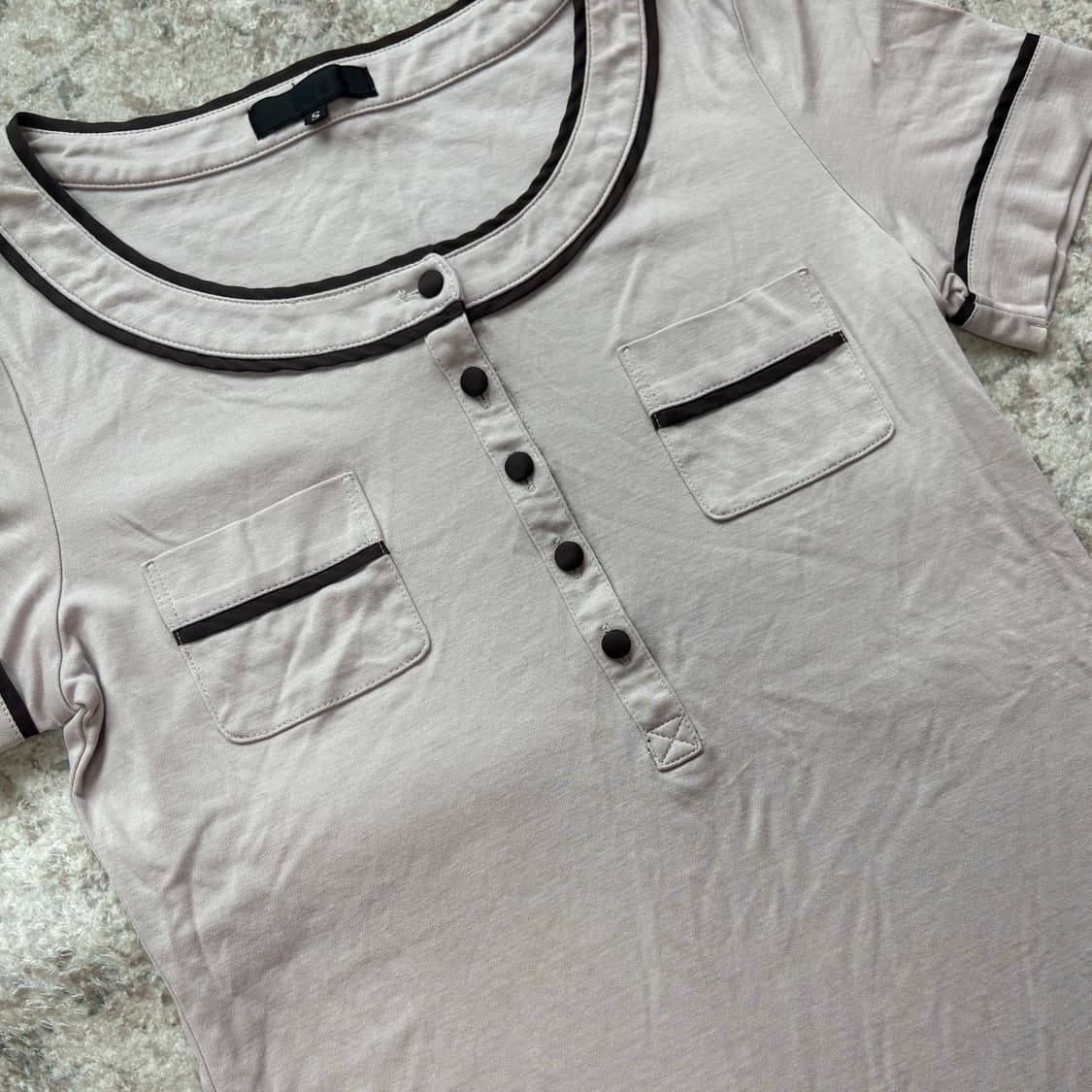 ICB Contrast Piping Henley Tee 상품이미지2
