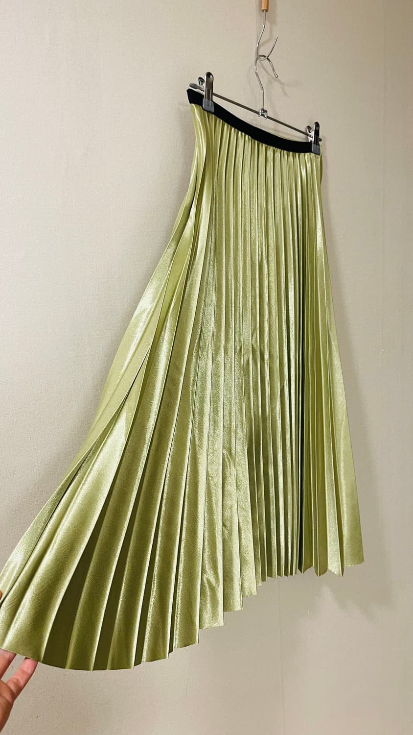 페이퍼문 올리브 플리츠 롱 새틴 스커트 55 상품이미지4