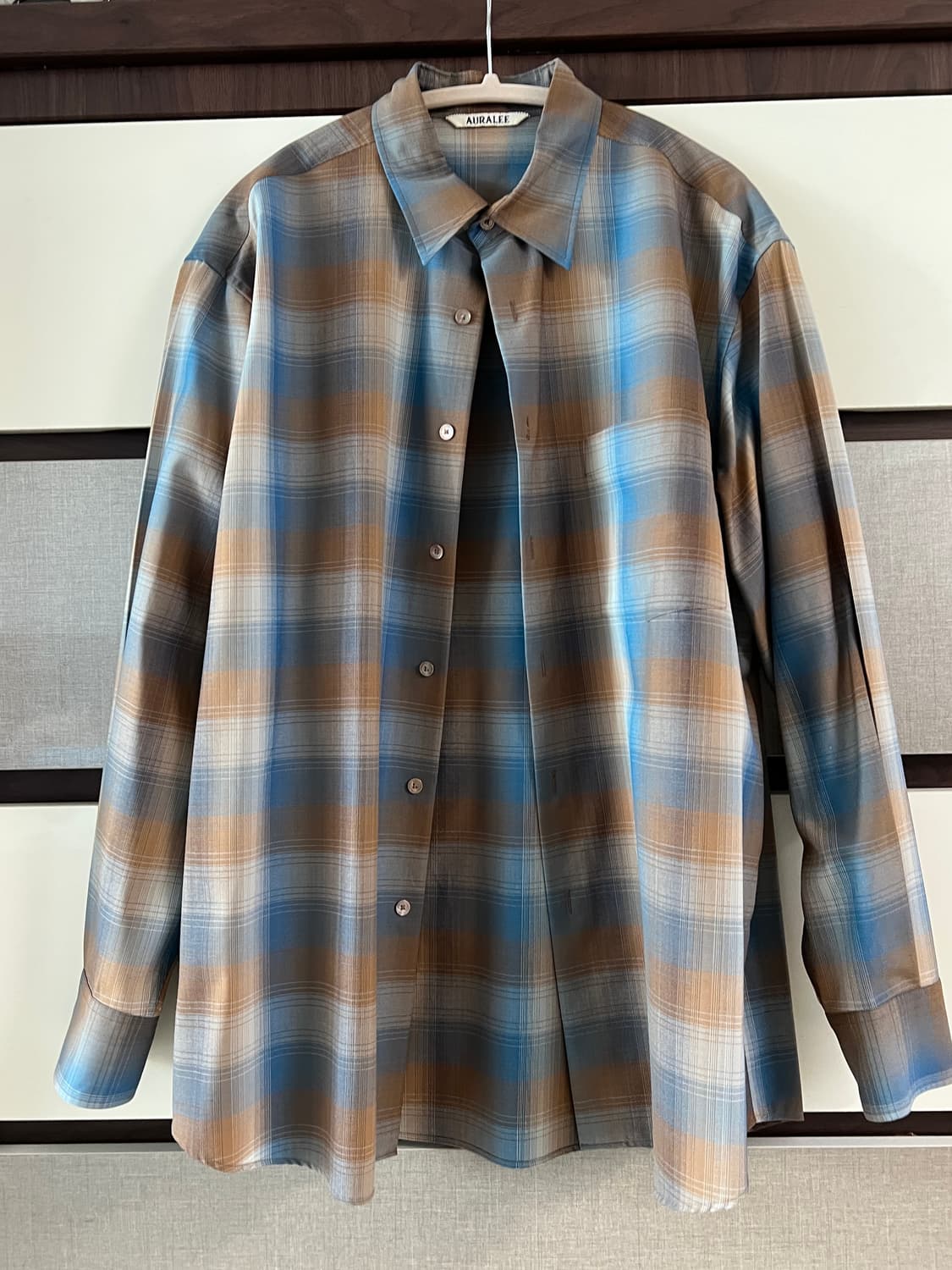 오라리 23ss 울셔츠 블루 브라운 상품이미지1