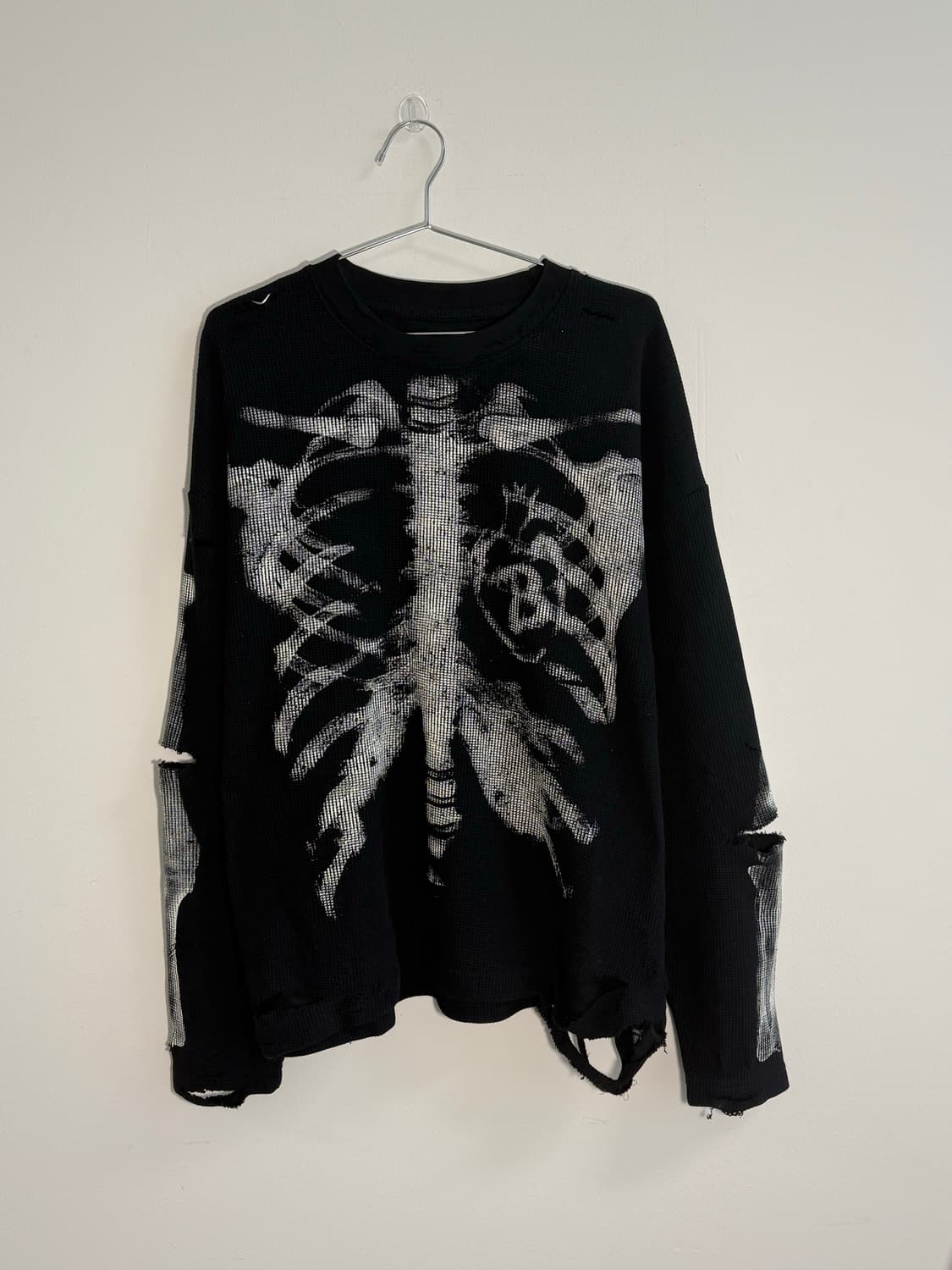 빈티지 스켈레톤 데미지 다스트레스드 와플티 상품이미지2