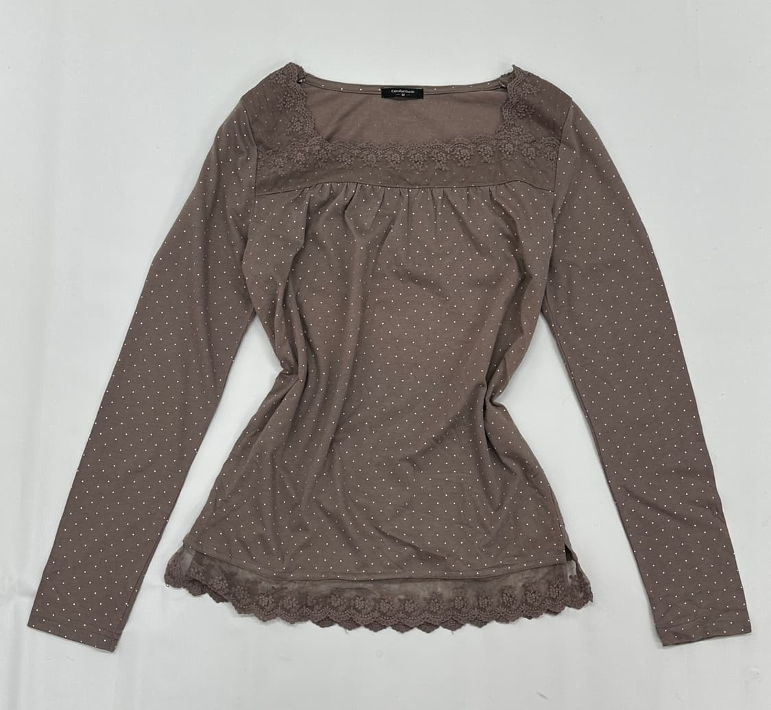 🤎라떼갸루 양털 코디세트🤎 도트 레이스 양털 떡코 러블리 조끼 상품이미지5