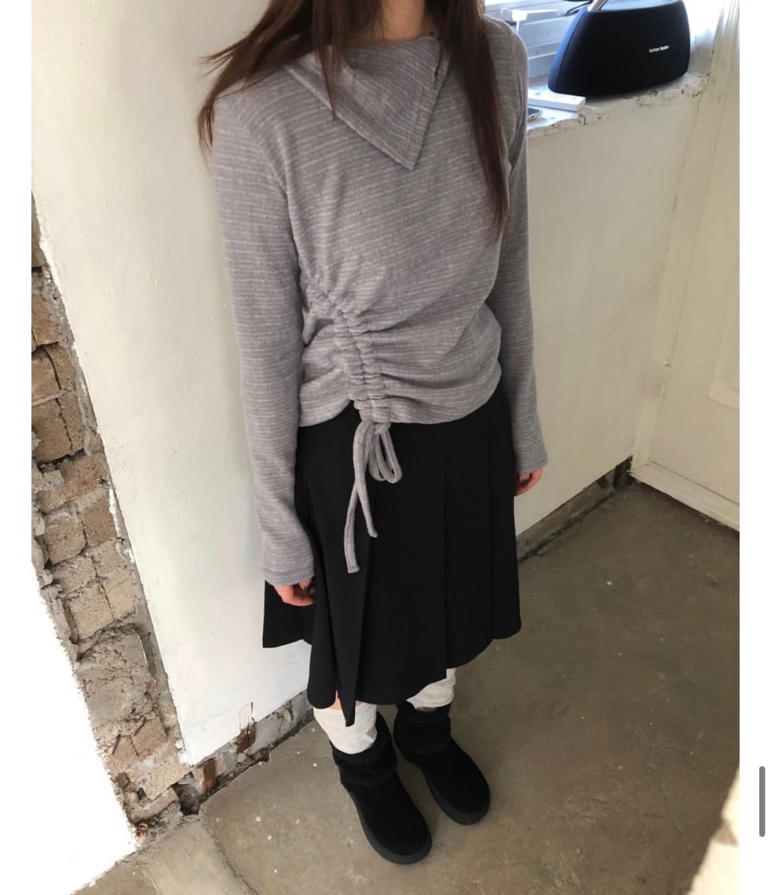 아워프 와이드 플리츠 미디 스커트 상품이미지2