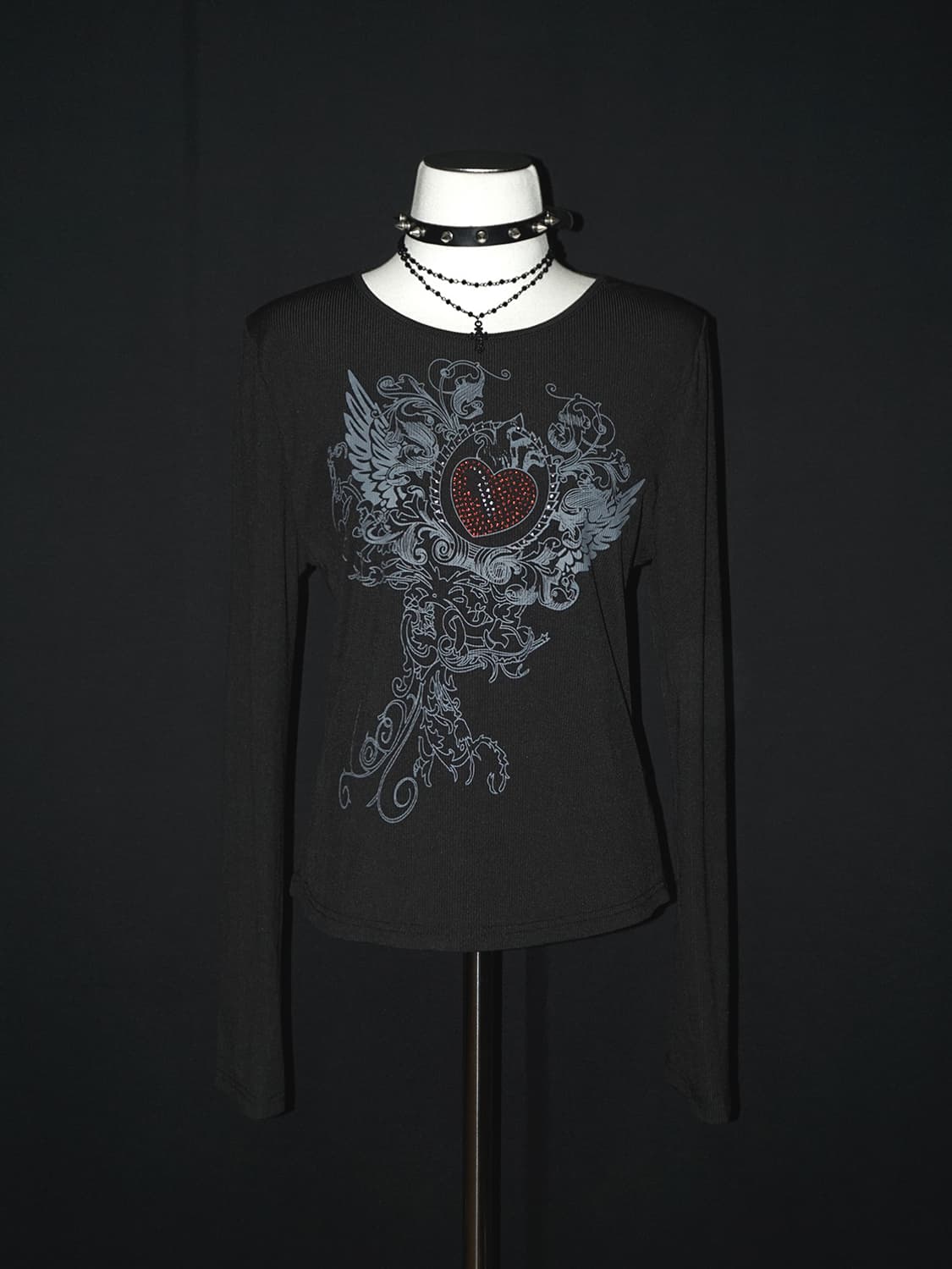 gothic rhinestone heart long sleeve  상품이미지1