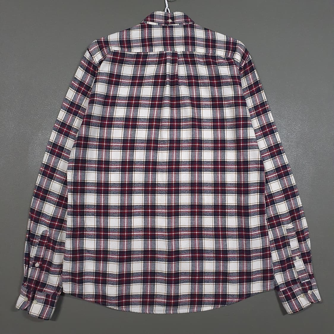 M (95) 바버 알더튼 플란넬 버튼다운 다체크 셔츠 에크루 테일러드핏 상품이미지10
