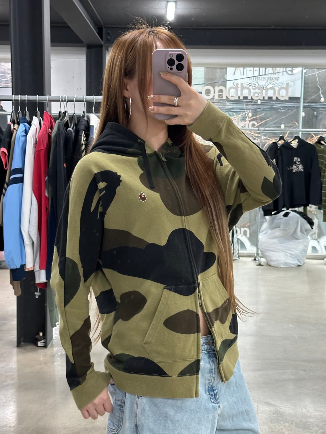 베이프 1st 자이언트카모 투웨이 후드집업 녹계 상품이미지1