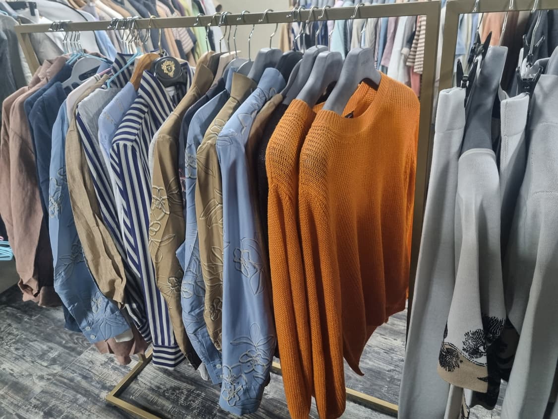 새제품 이태리명품 안드레모리스 니트 원피스 블루 상품이미지5