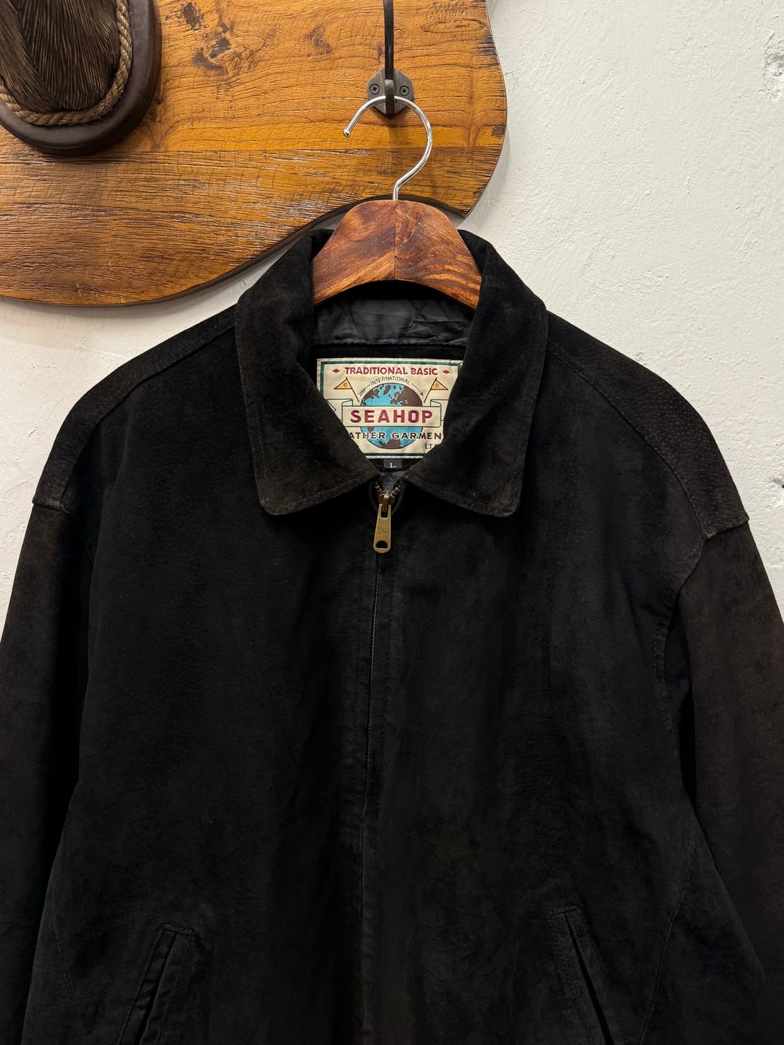 L) 90s SEAHOP Leather Bomber Jacket 상품이미지1