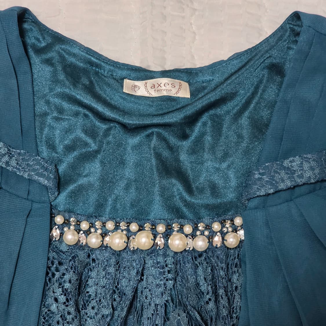 그린 모리걸 레이스진주 쉬폰 원피스 상품이미지3