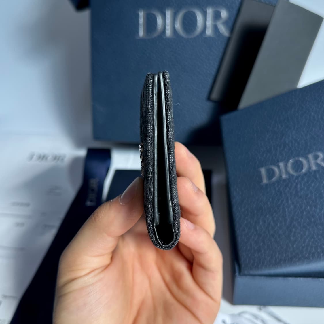 [새상품급/풀박스] 디올 오블리크 자카드 2단 카드지갑 블랙 상품이미지5