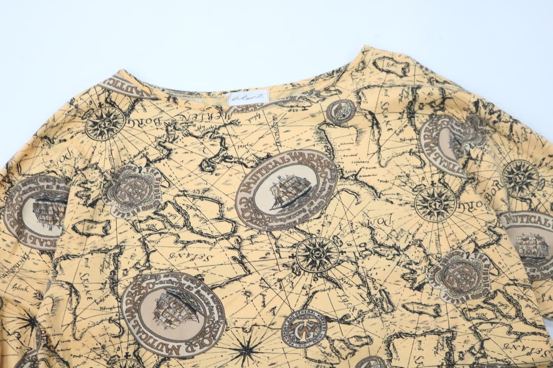 Alex Z 빈티지 노티컬 맵 그래픽 보트넥 롱슬리브 상품이미지3