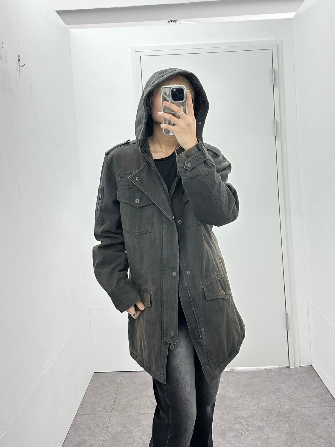 Jpn create barefoot grunge fade fur hood 상품이미지1