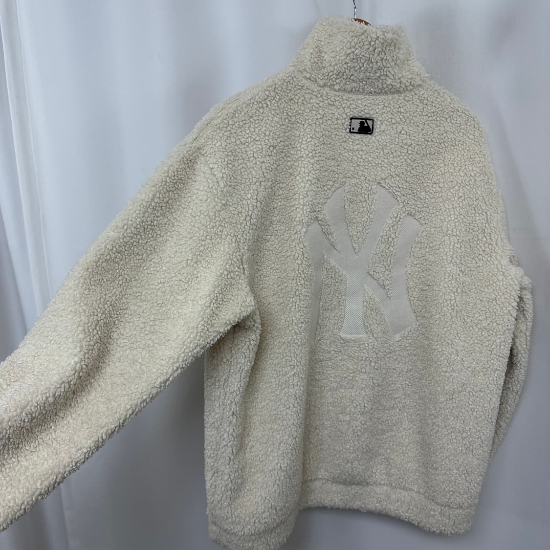 MLB 남성 반집업 기모 뽀글이티셔츠 아이보리 95 M 상품이미지9