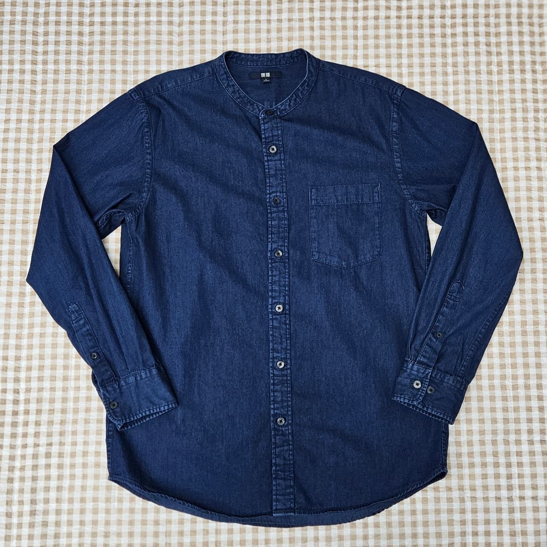 유니클로 헨리넥 데님 청셔츠 남자100 상품이미지1