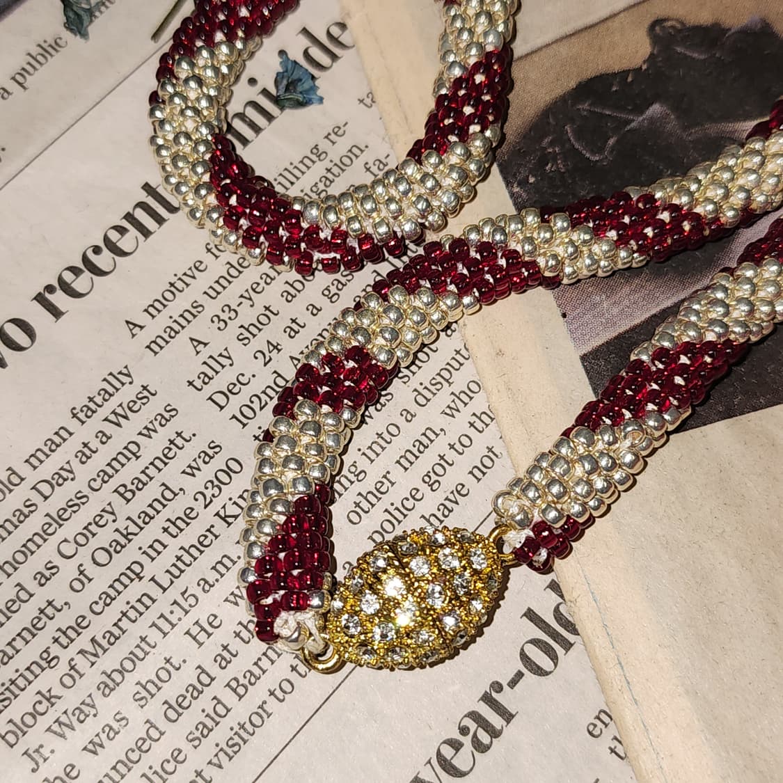 90s 프랑스 빈티지 목걸이 크로셰 비즈 로프 목걸이 엔틱 쥬얼리 상품이미지7