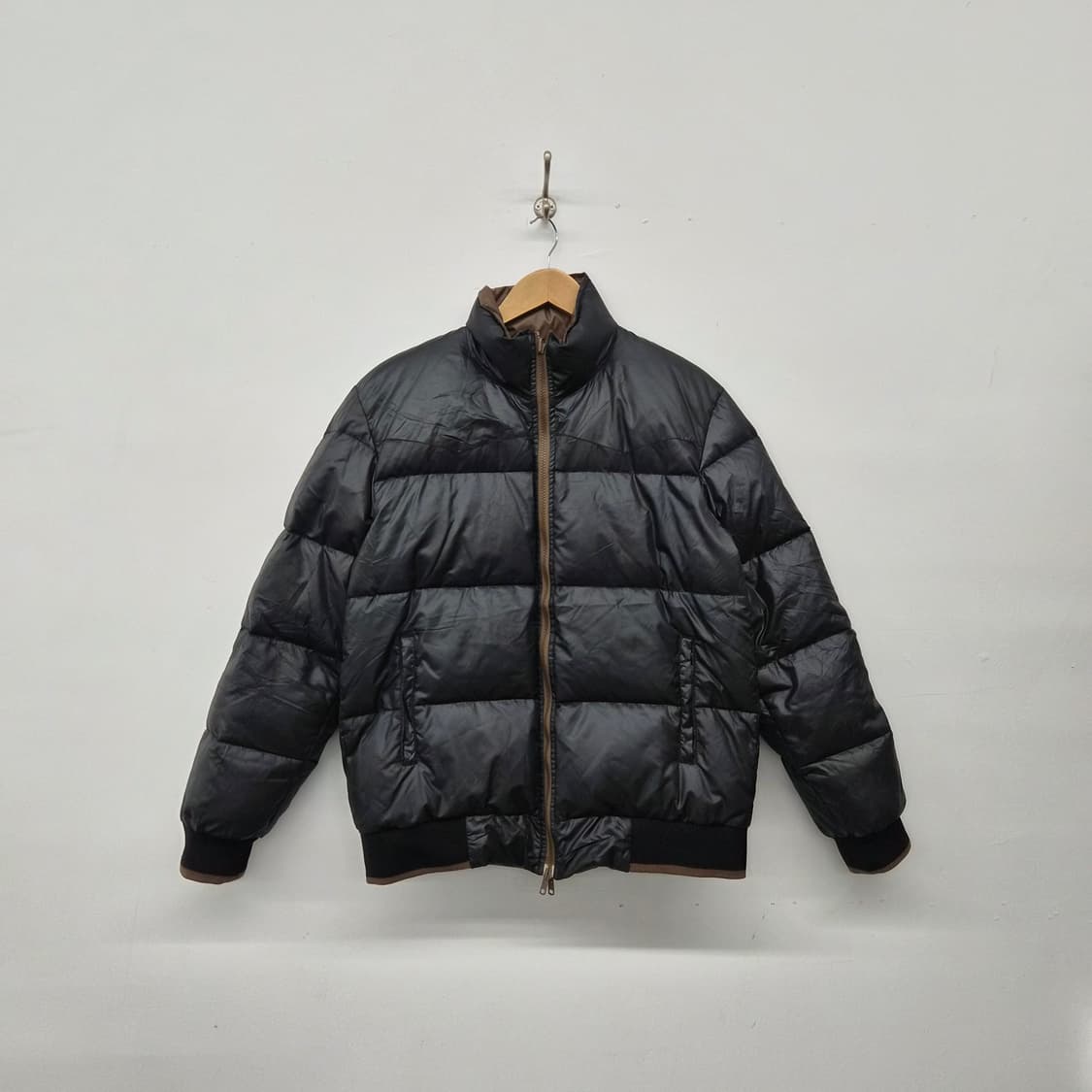 빔즈 블랙 브라운 리버시블 패딩 점퍼 여성 M 상품이미지5