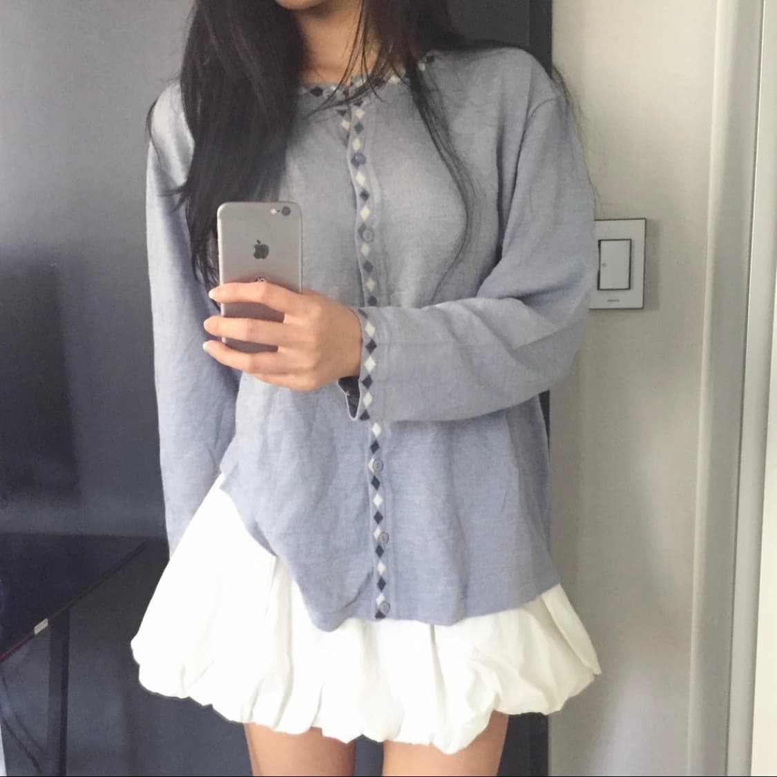 JPN Vintage 모리걸 하구미 아가일 가디건 상품이미지1