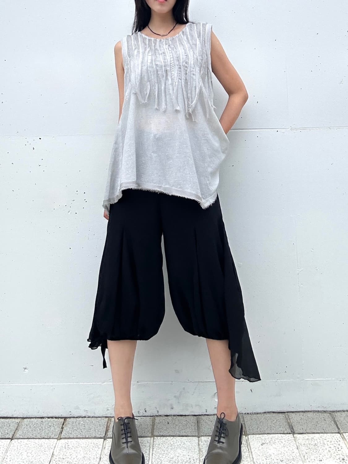 Magical ruffle ribbon crop pants / black 상품이미지7