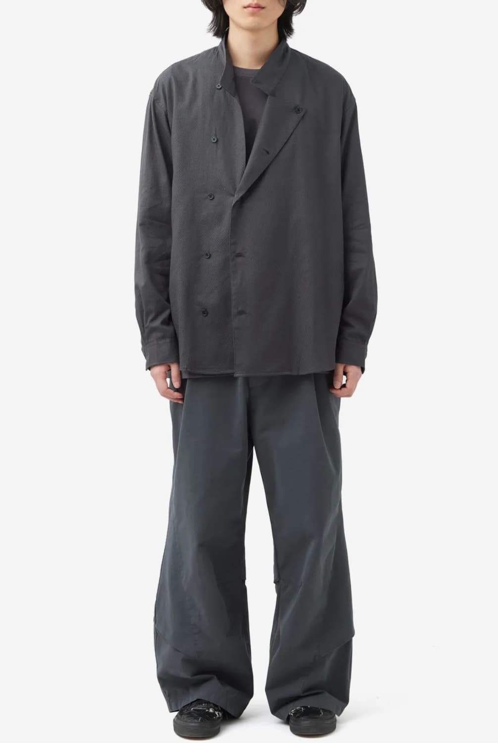 해칭룸 더블 셔츠 자카드 차콜 상품이미지3