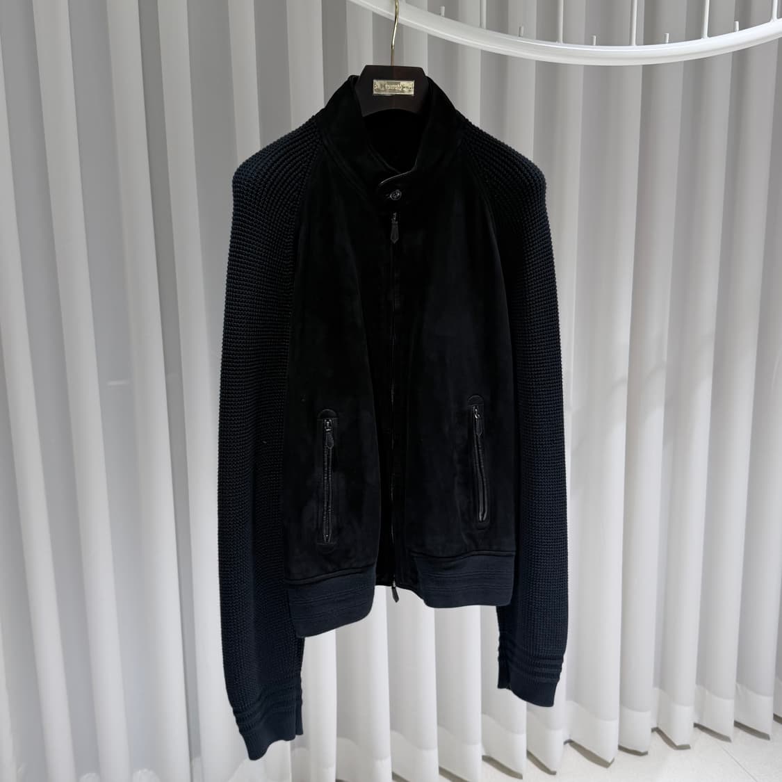 (A+/58) / 톰포드 스웨이드 니트 집업 블랙 상품이미지3