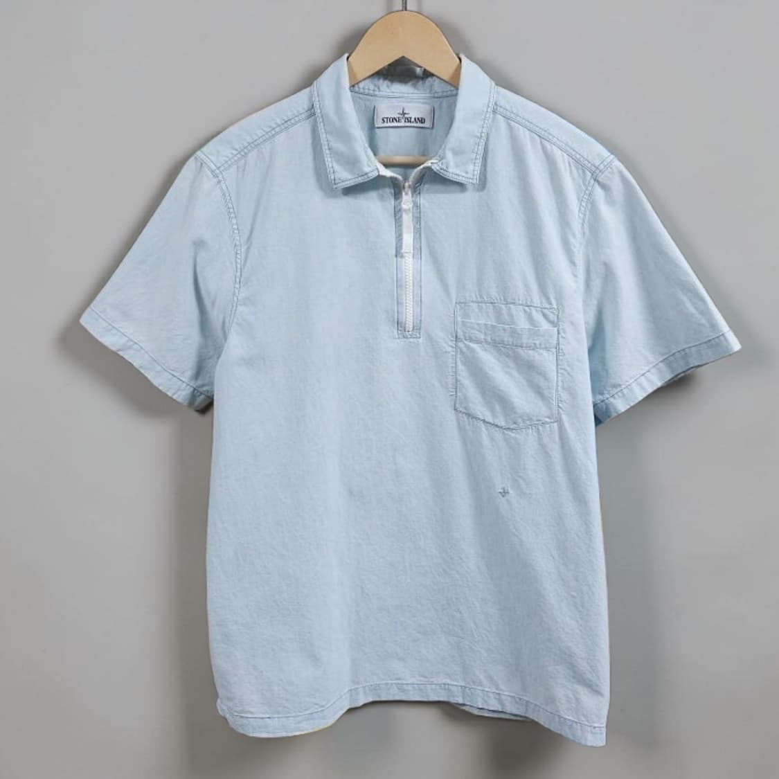 105 STONE ISLAND 스톤아일랜드 가먼트다잉 반팔 셔츠 상품이미지1