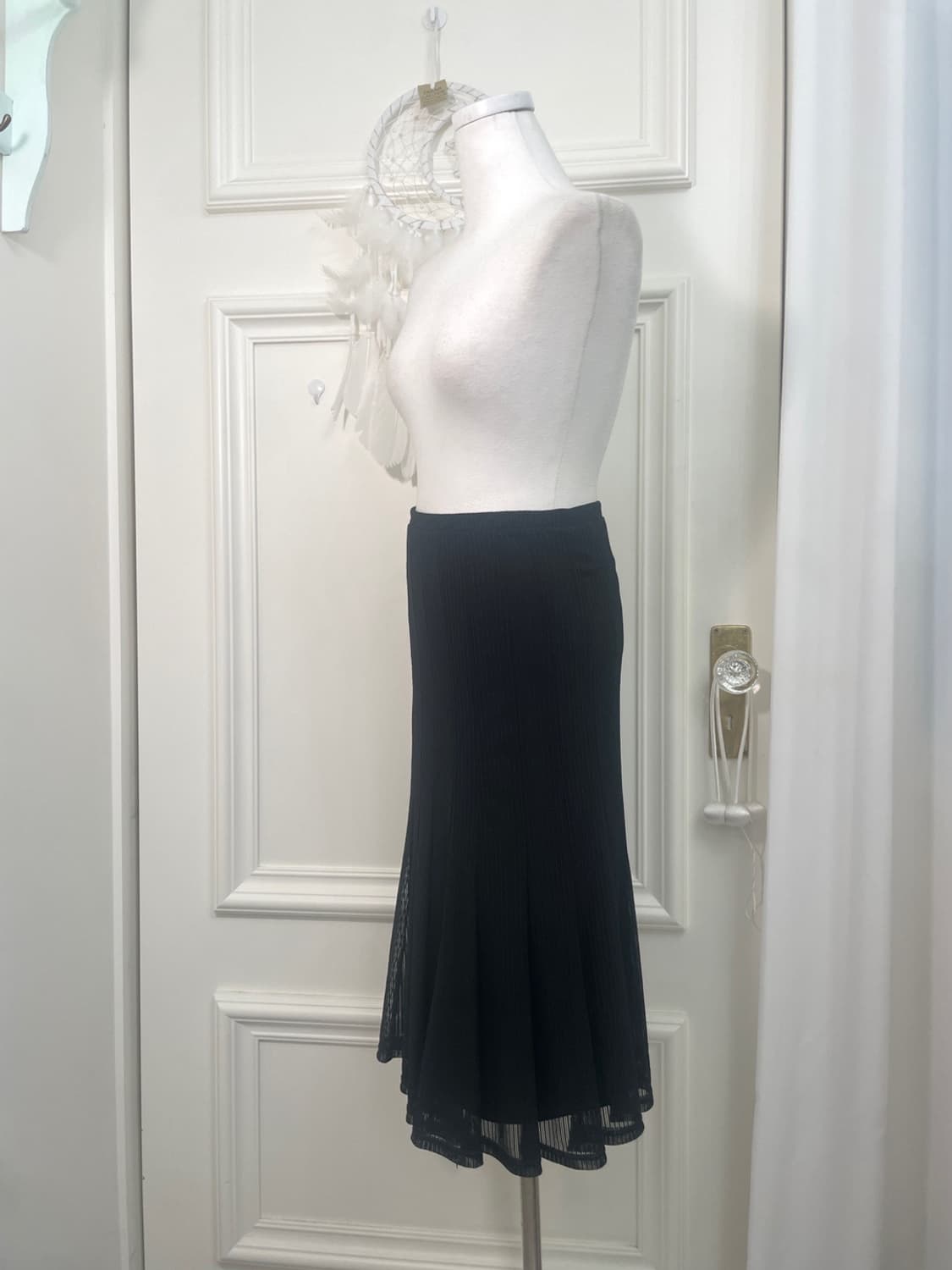 black lining pleats banding skirt  상품이미지2