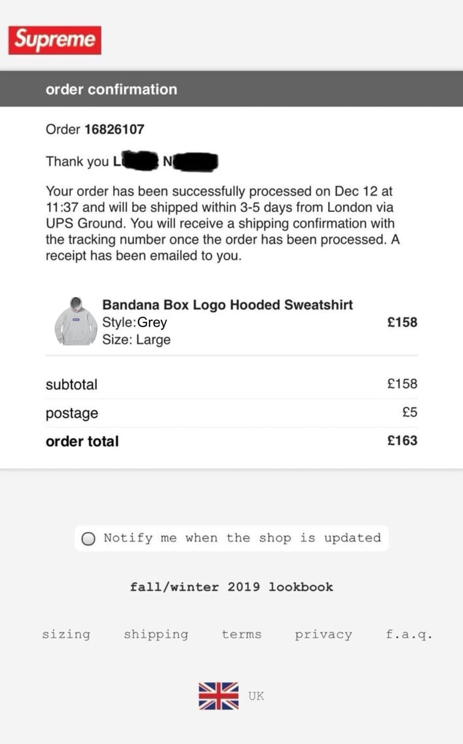 [L]슈프림 반다나 후드 그레이 상품이미지6