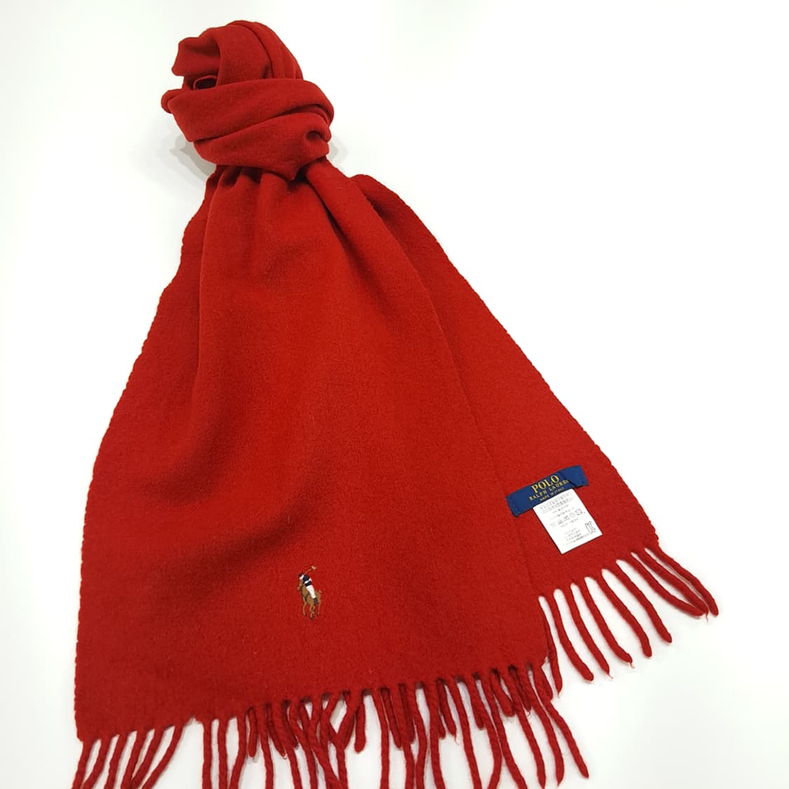 MX257 폴로 랄프로렌 레드 울 목도리 머플러 상품이미지3