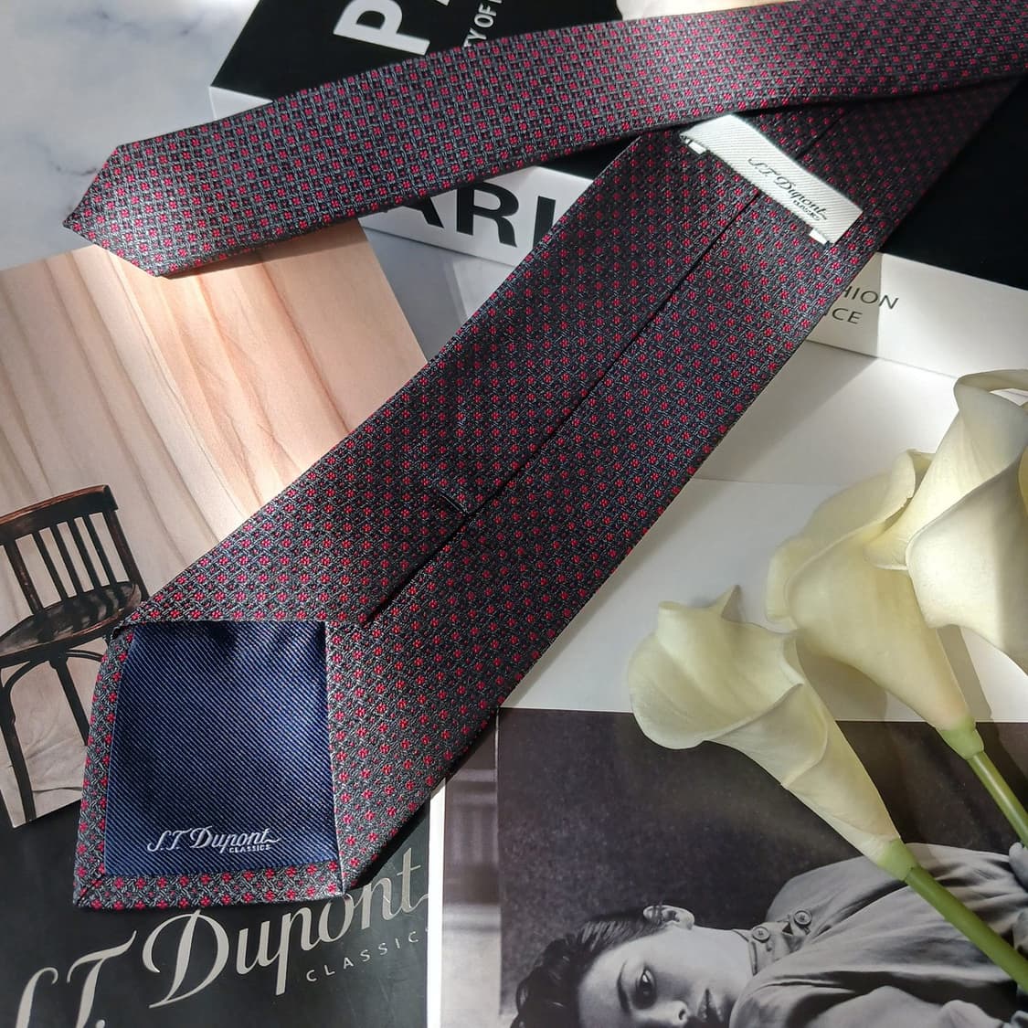 에스.티. 듀퐁 실크 진그레이 패턴 넥타이 8cm A+등급 E715 상품이미지4