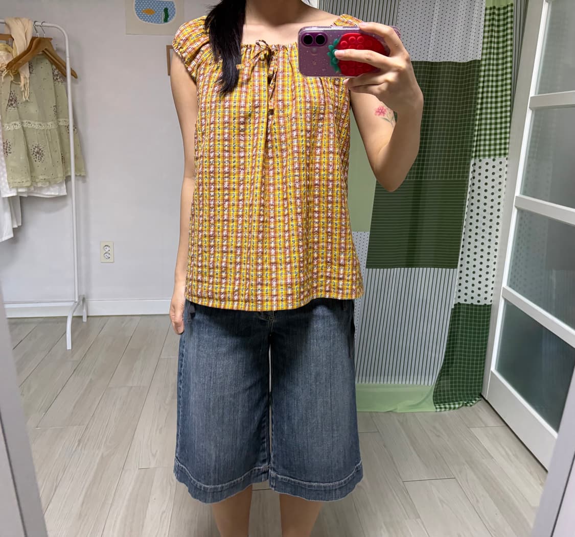 빈티지 워싱 7부 데님 팬츠 상품이미지7