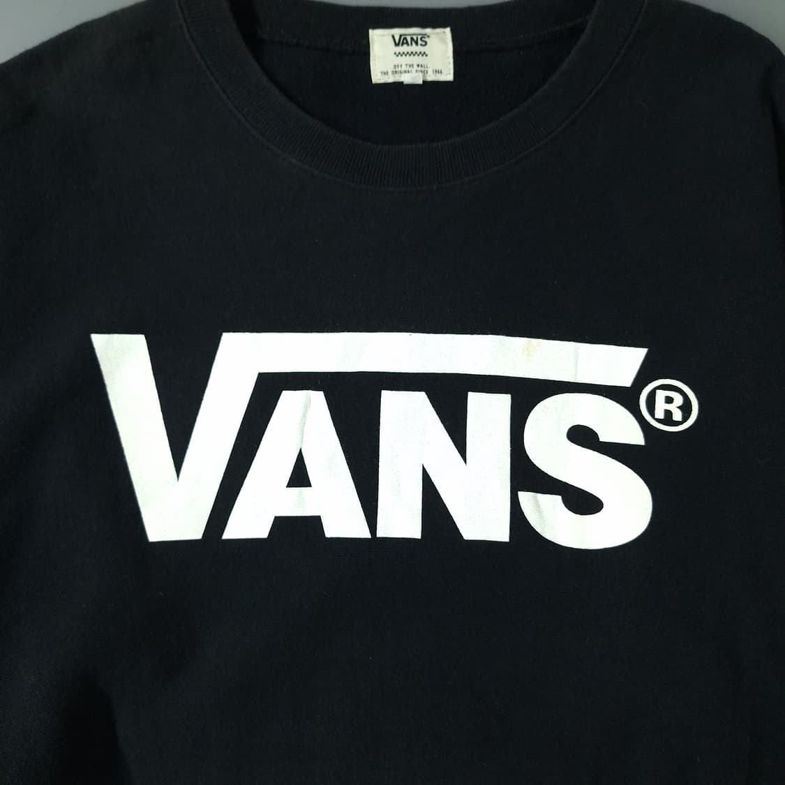 VANS 반스 JP 블랙 화이트 빅 로고프린팅 베이직 기모 맨투맨 티셔츠 상품이미지5